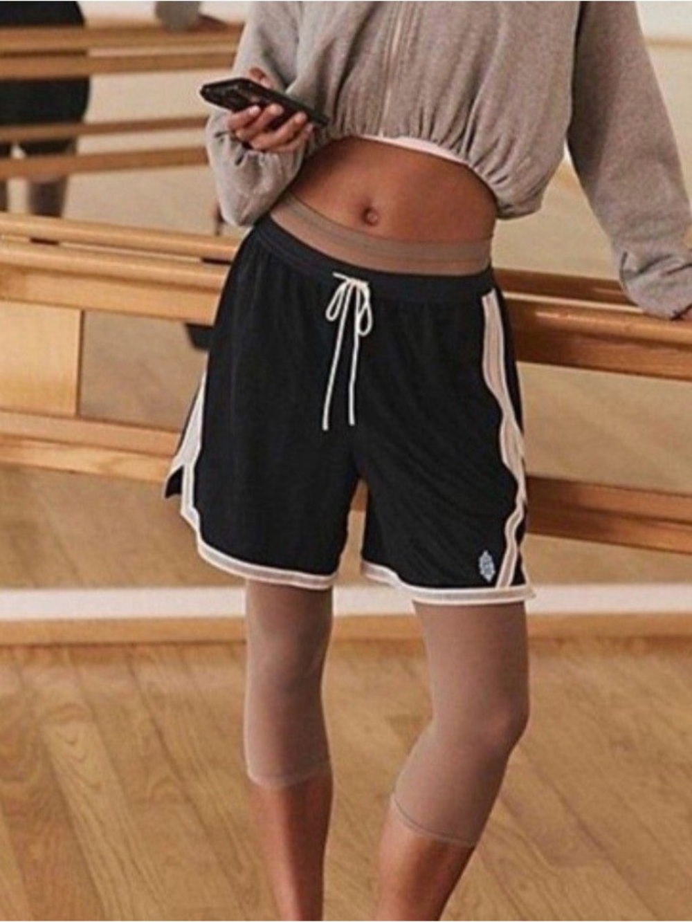 Free People On The Ball Shorts  Black And White Combo Size Medium NWT